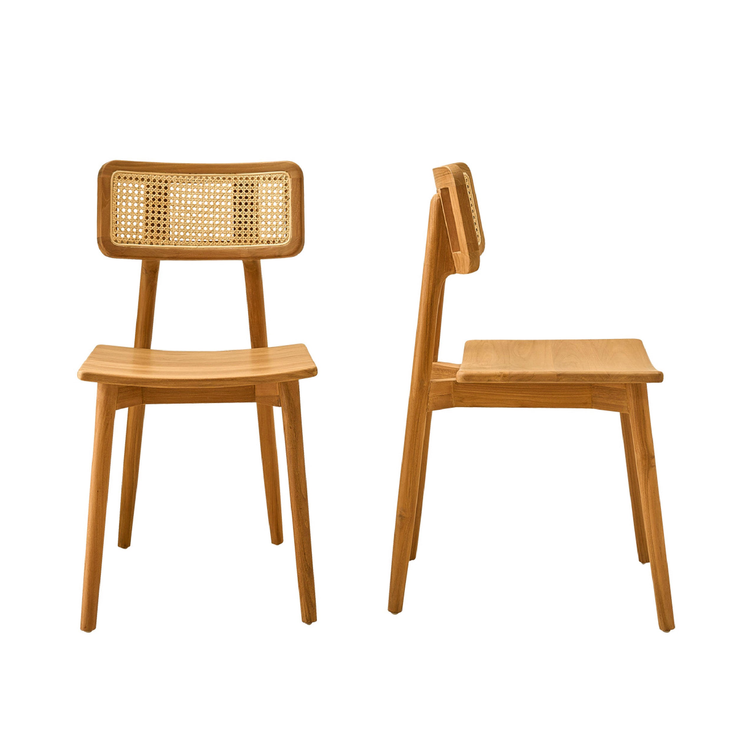 Berah Getah Sixtine lot 2 chaises teck cannage