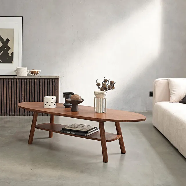 Berah Getah Milo table basse mindi noyer 160 cm