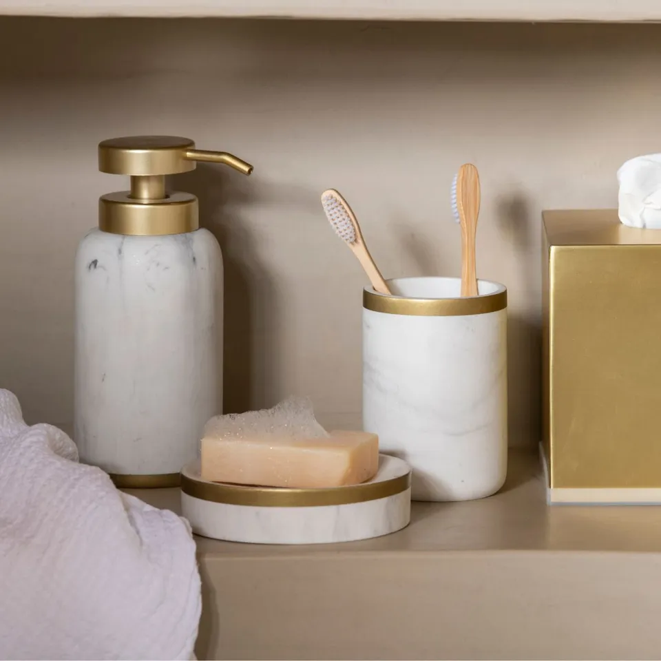 Andrea House Distributeur savon blanc marbré