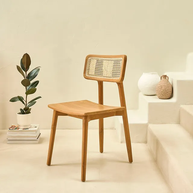 Berah Getah Sixtine chaise teck massif cannage naturel