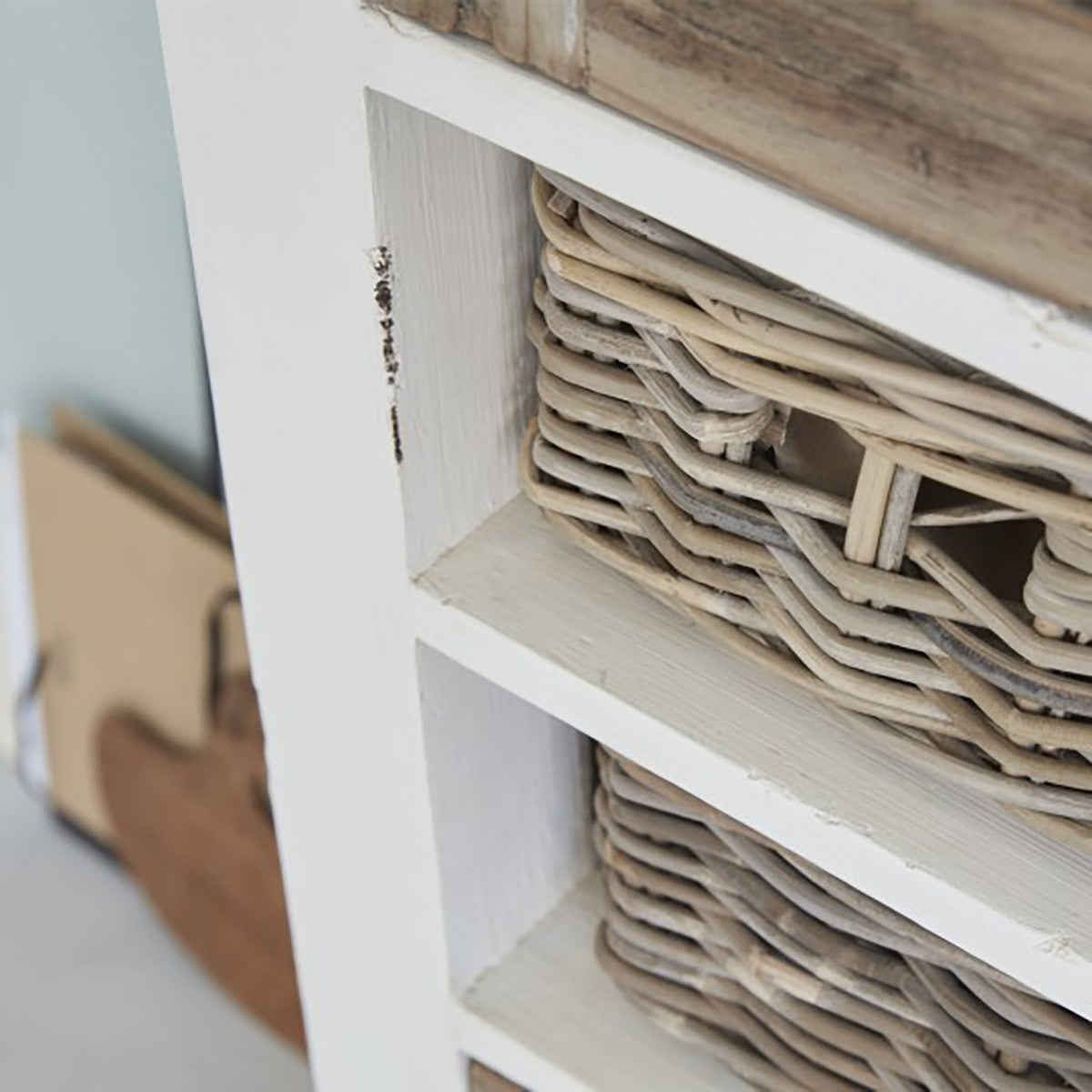 Berah Getah Atlantic vaisselier bois recyclé 70 cm rotin