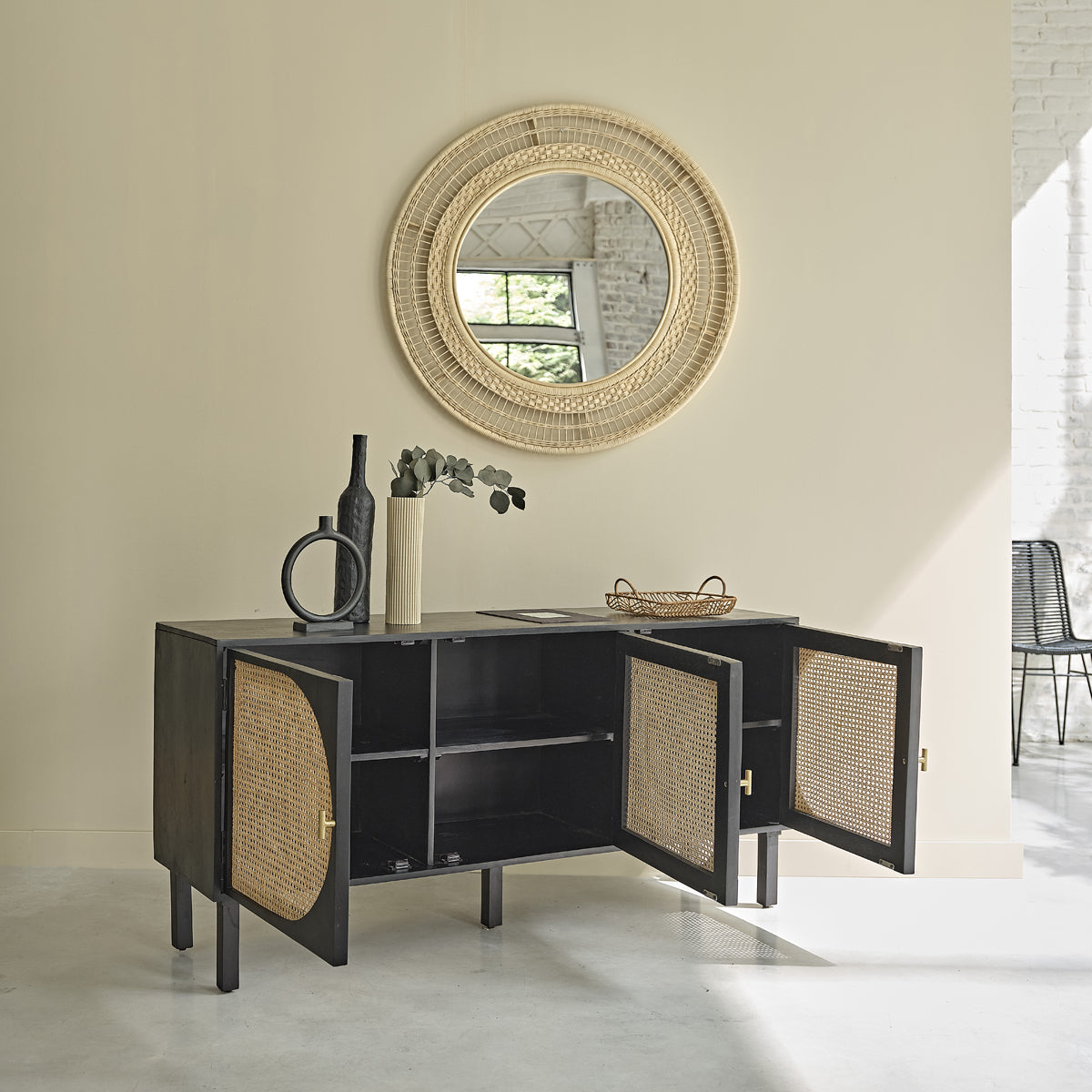 Berah Getah Zulma buffet manguier cannage 160 cm 3 portes