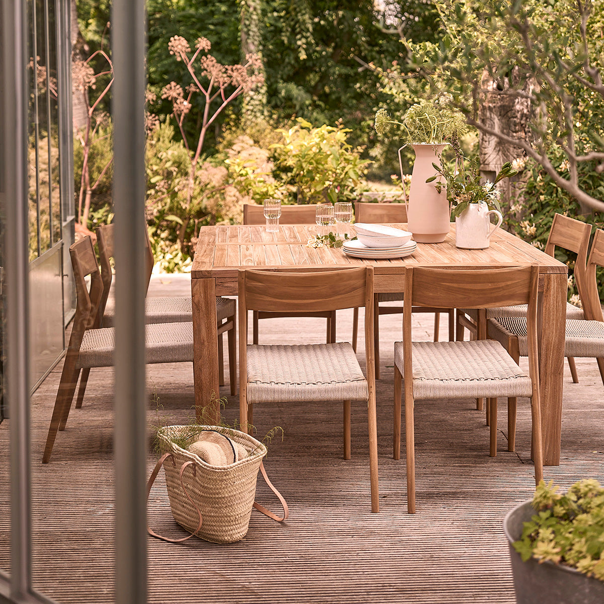 Berah Getah Livie salon jardin teck 8 pers table 140 cm
