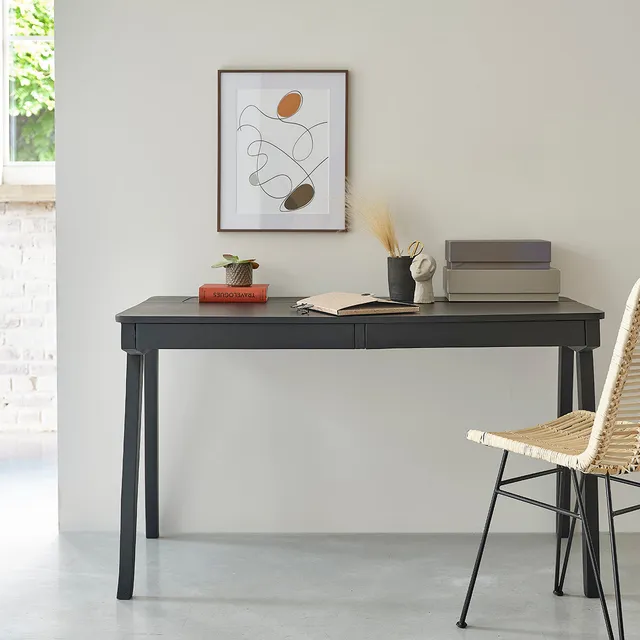 Berah Getah GLASGOW bureau manguier 130 cm noir