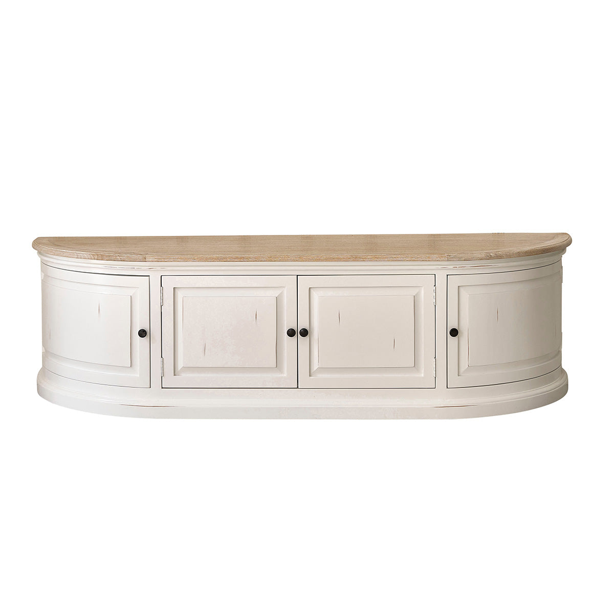 Berah Getah DEMEURE meuble TV bois 160 cm blanc 4 portes