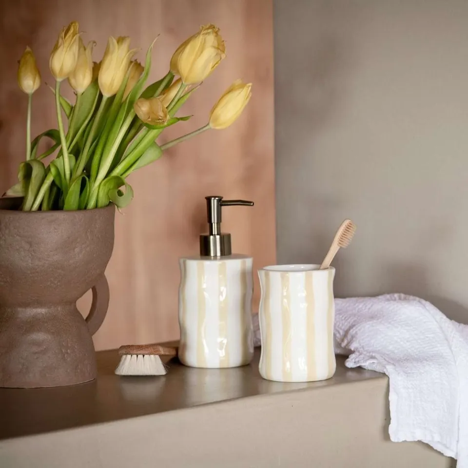 Andrea House Bari gobelet céramique blanc beige porte-brosse