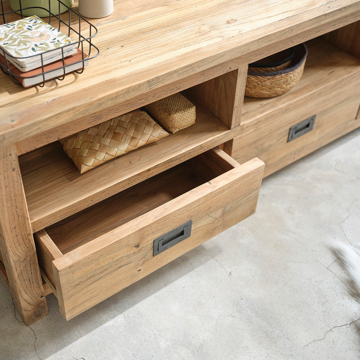 Berah Getah Cargo meuble TV teck recyclé 160 cm