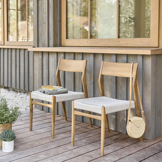 Berah Getah Livie lot 2 chaises jardin teck beige
