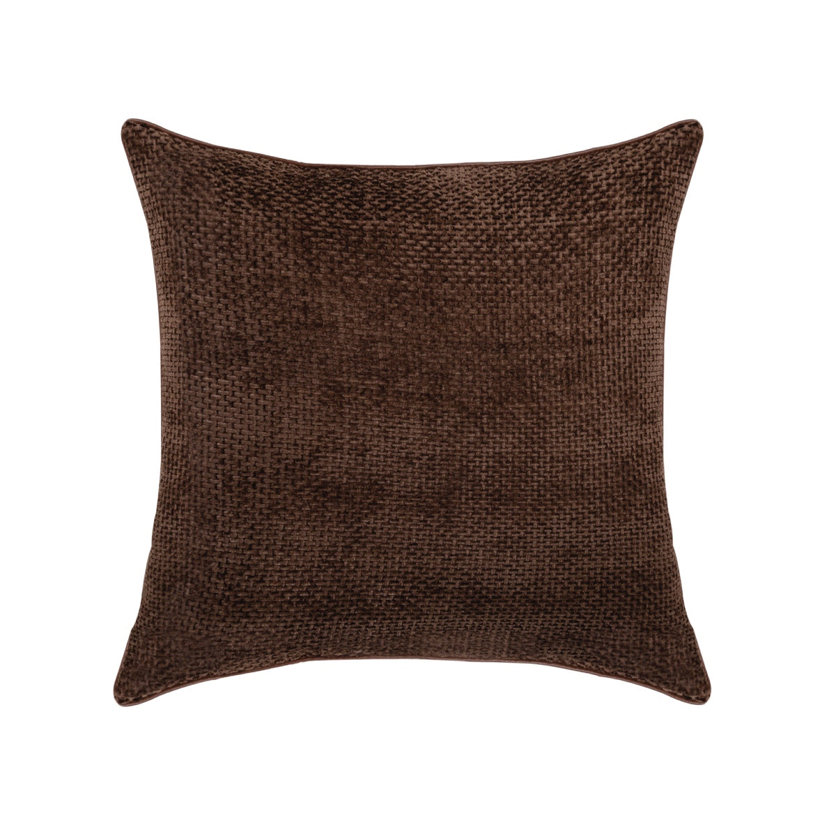 Andrea House Coussin carré chenille marron 50x50