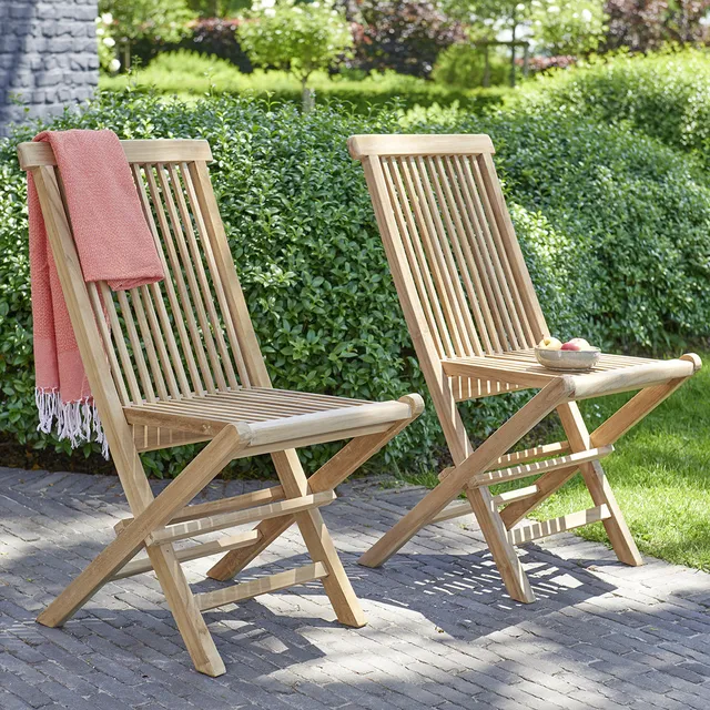 Berah Getah Midland chaise jardin teck pliante lot de 2