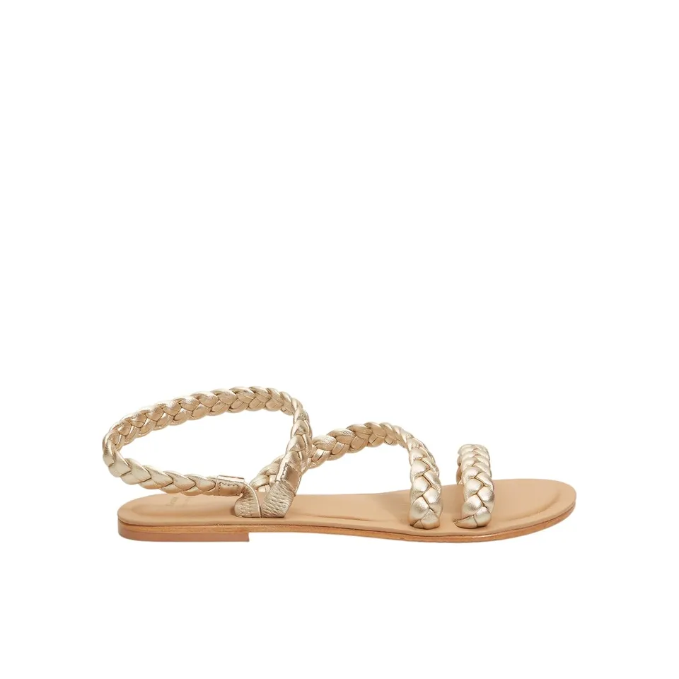 Bata Sandales plates femme cuir tressé été