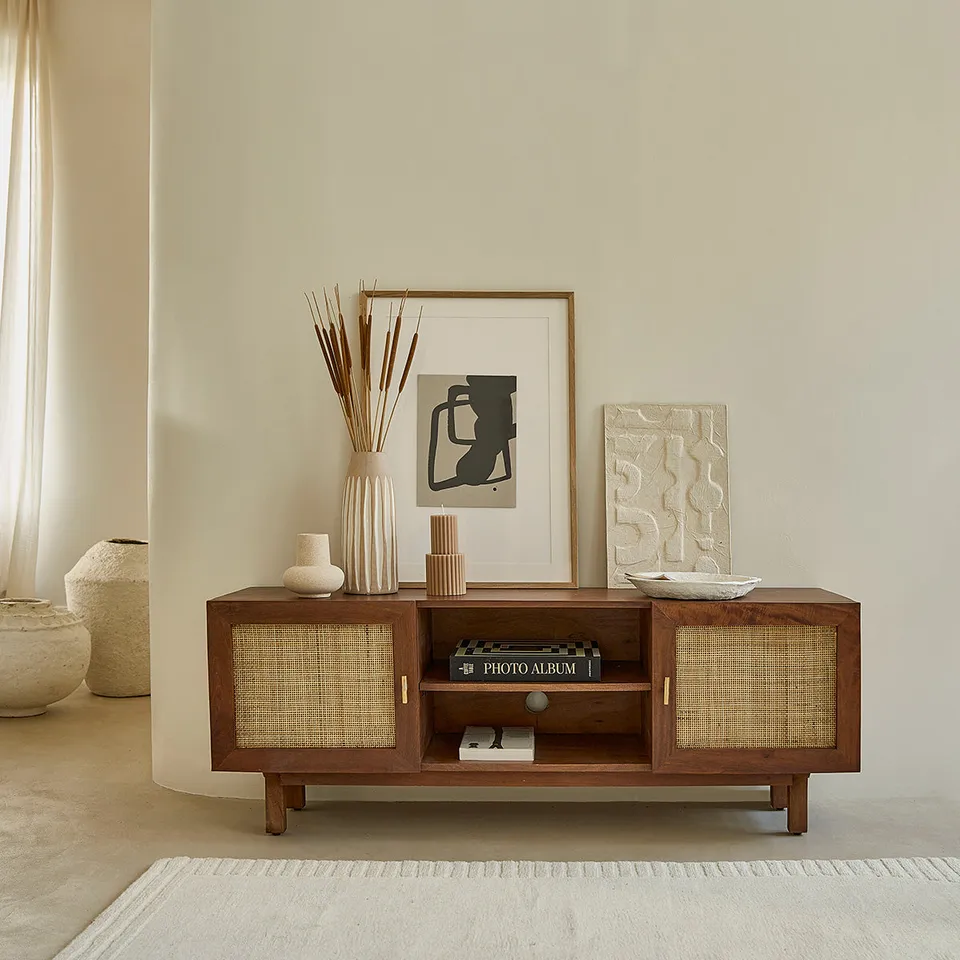 Berah Getah Raphael meuble TV manguier noyer 140 cm