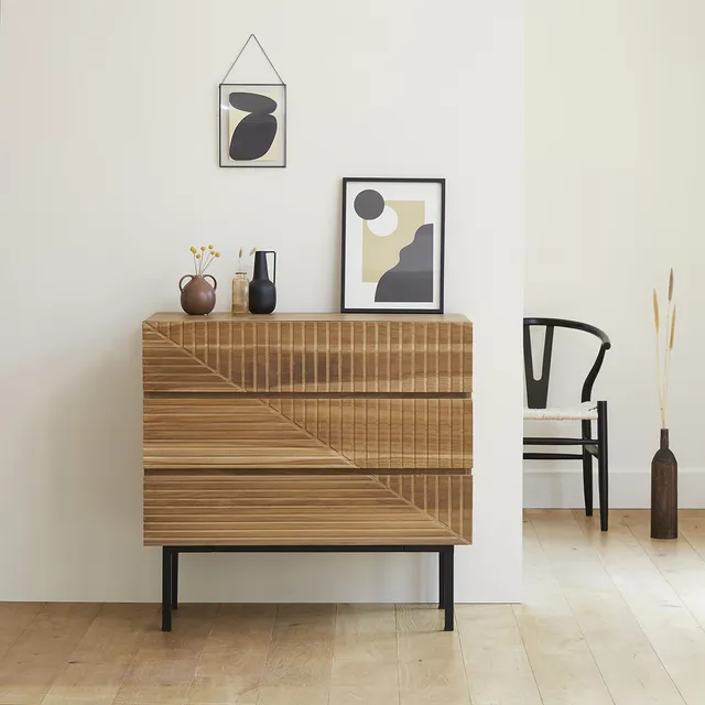 Berah Getah Portland commode teck 3 tiroirs 95 cm