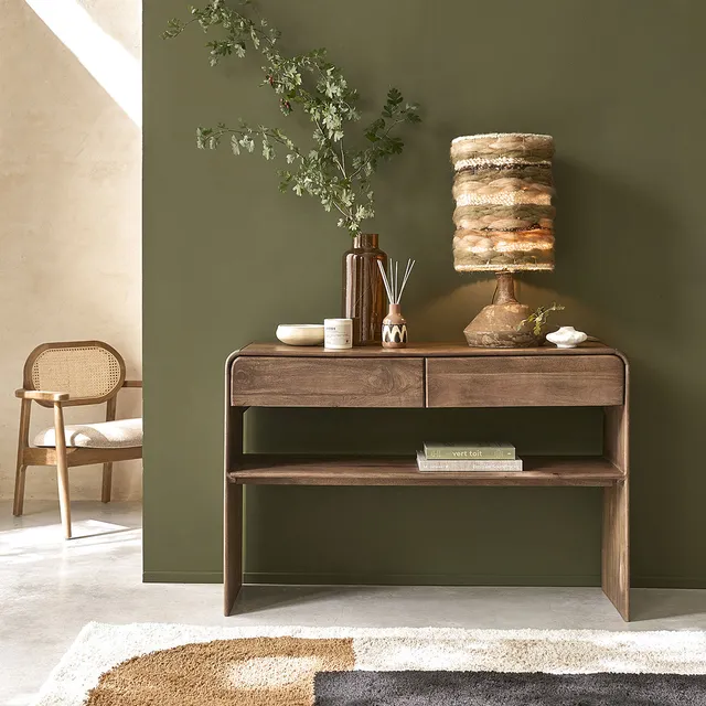 Berah Getah Sofia console manguier massif 120 cm noyer