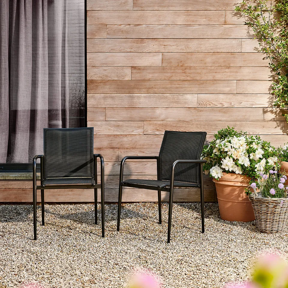 Berah Getah Basalt fauteuil jardin alu noir lot de 2