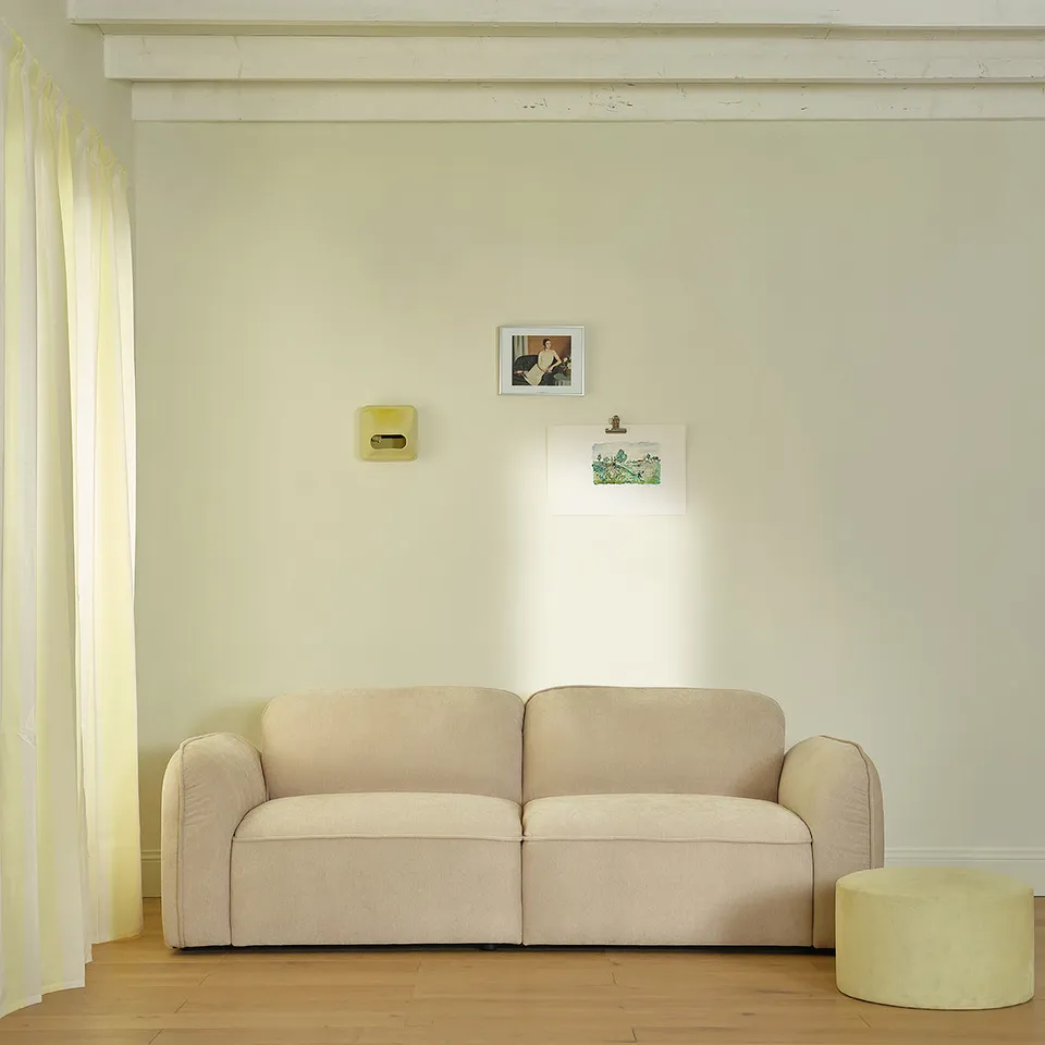 Berah Getah Hector canapé 3 places velours beige chiné
