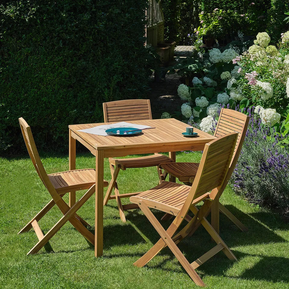 Berah Getah Milos salon de jardin acacia 4 personnes pliable