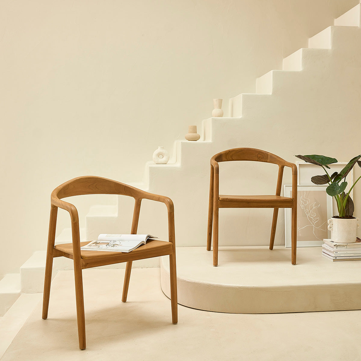 Berah Getah AMBRE lot 2 chaises teck massif