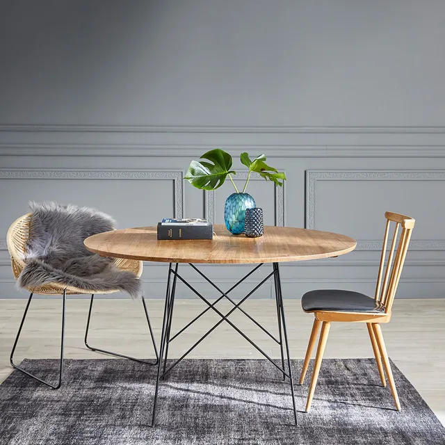 Berah Getah TILO table ronde mindi 4 pers. bois métal