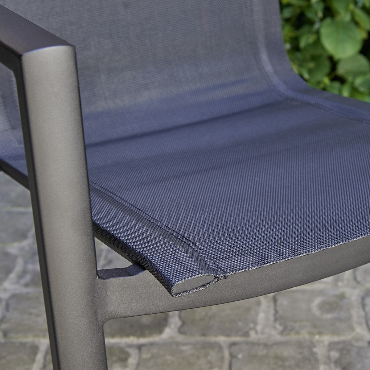 Berah Getah Jardin fauteuil jardin aluminium textilène gris empilable