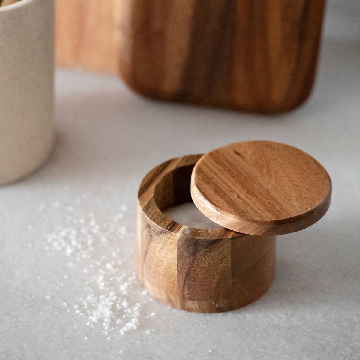 Andrea House salière cuisine bois rustique marron