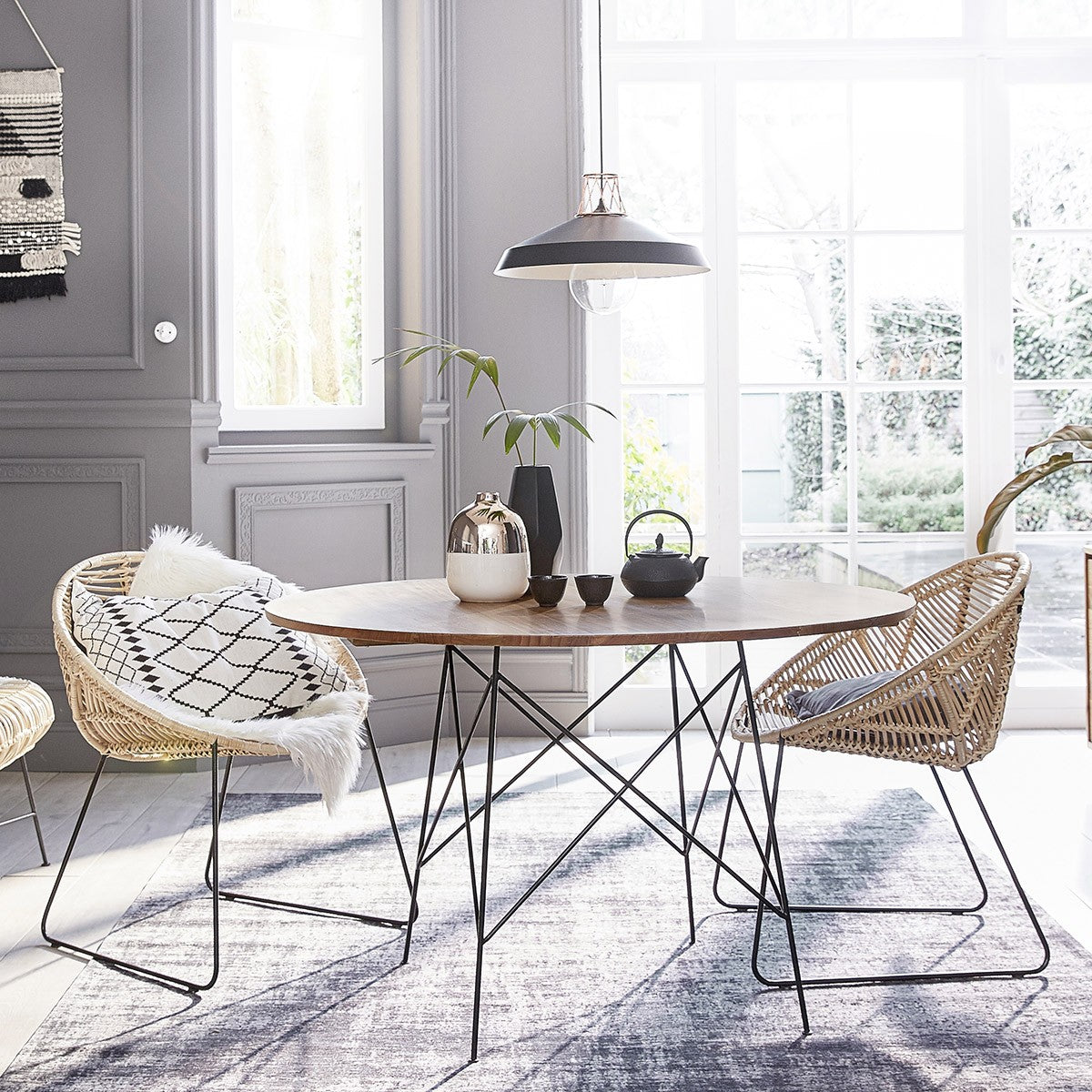 Berah Getah BOHEMA Lot 2 chaises rotin métal