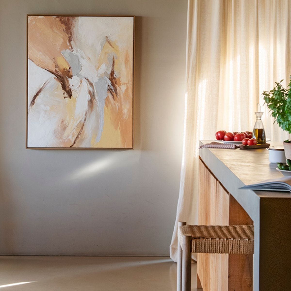 Andrea House tableau abstrait Marseille 80x100 beige salon