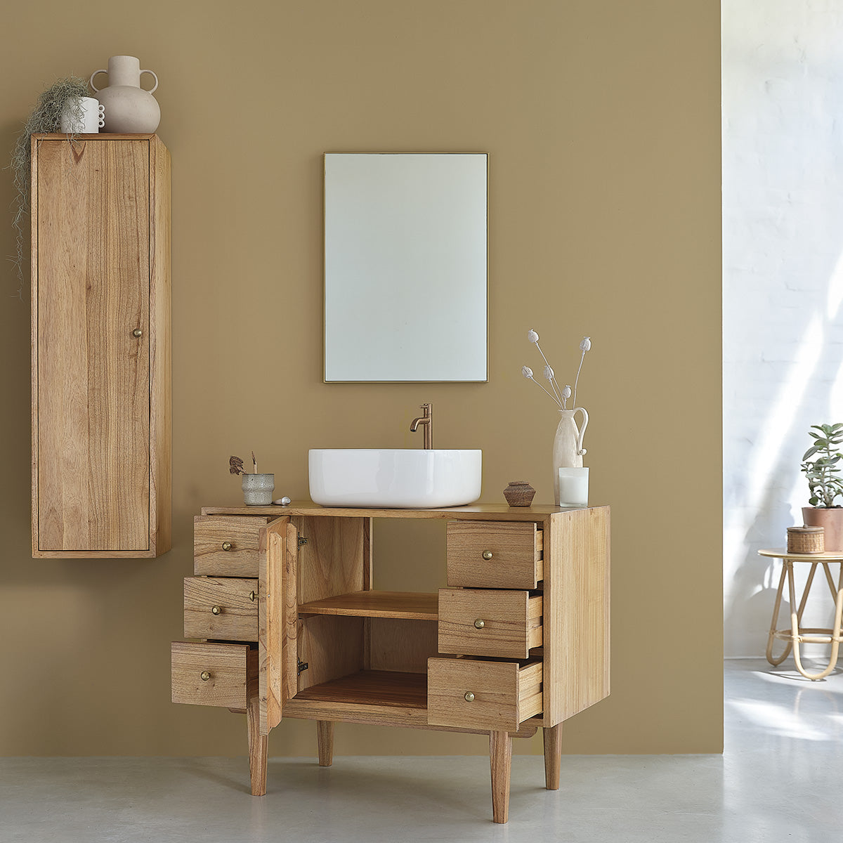 Berah Getah Salle de bain FIFTIES meuble sous vasque mindi 100 cm