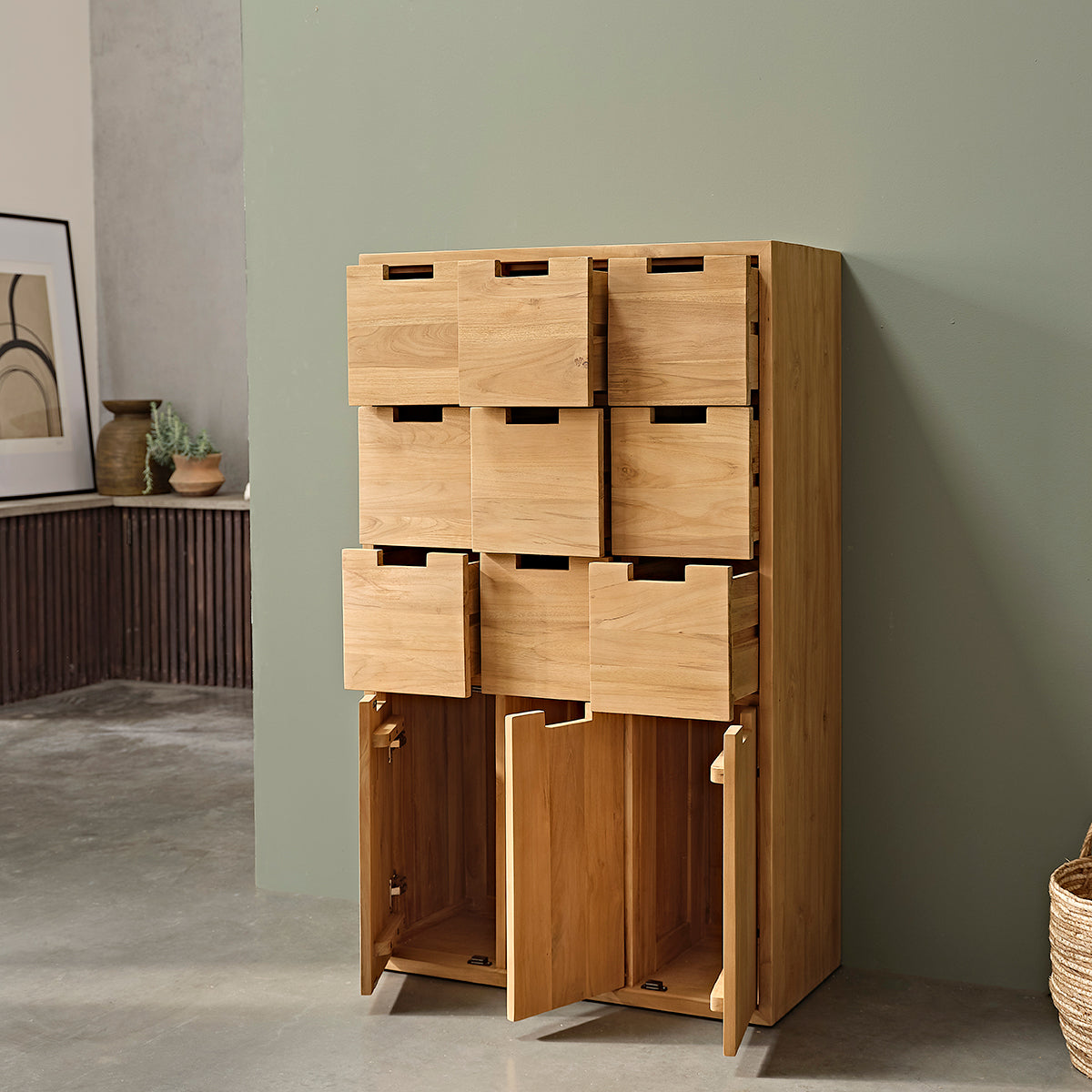 Berah Getah Aldo armoire d'entrée 80 cm en teck massif
