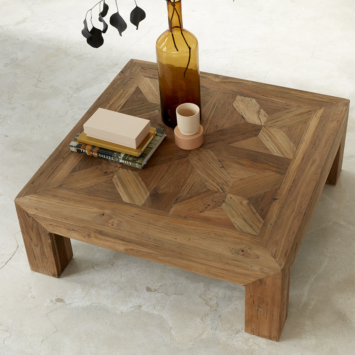Berah Getah Cargo table basse teck recyclé 80 cm