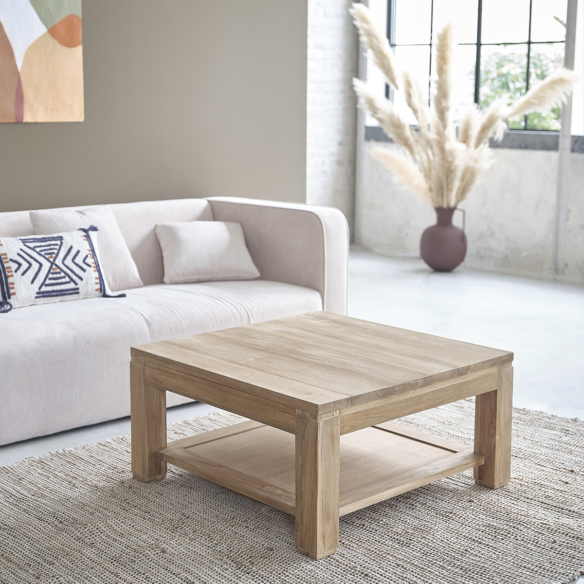 Berah Getah Boston table basse teck 80 cm carrée