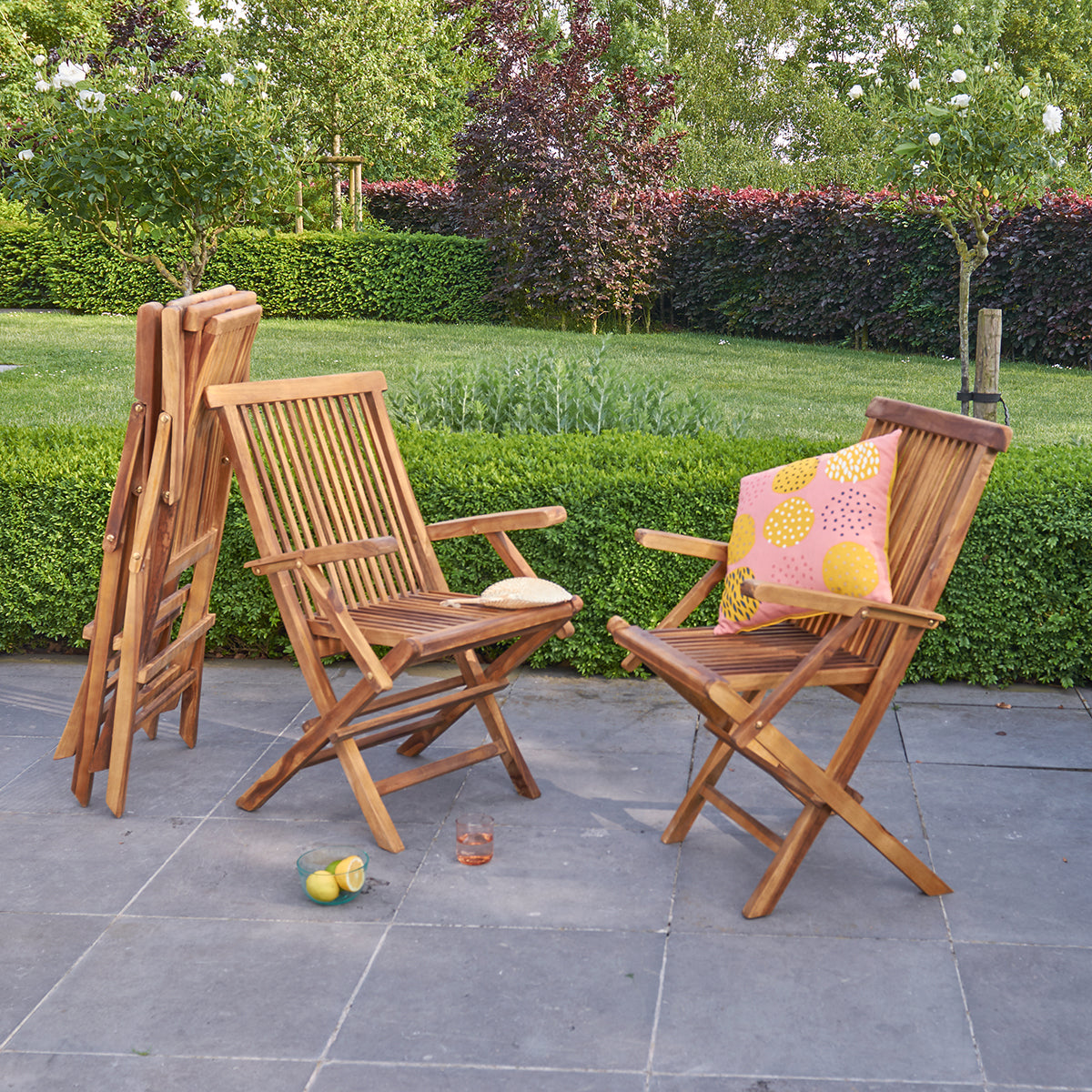 Berah Getah Bali fauteuil jardin teck lot 4 pliant