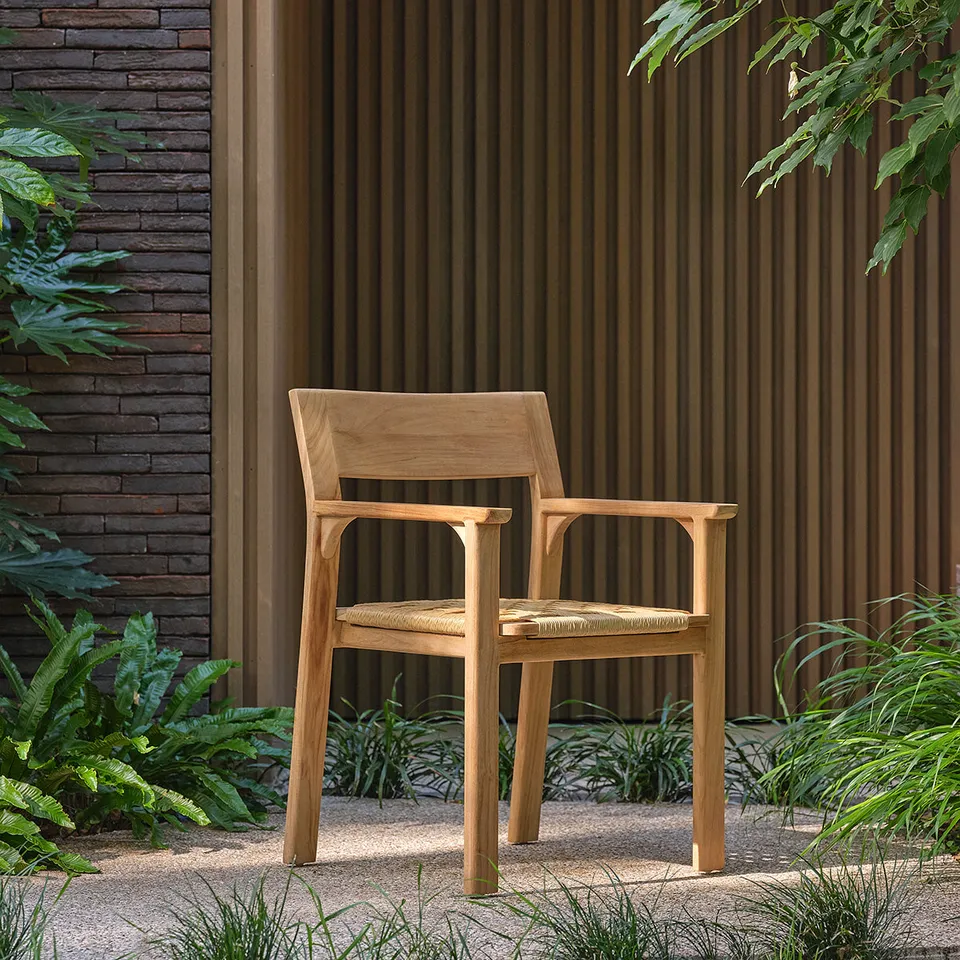 Berah Getah Piana fauteuil de jardin en teck et rotin