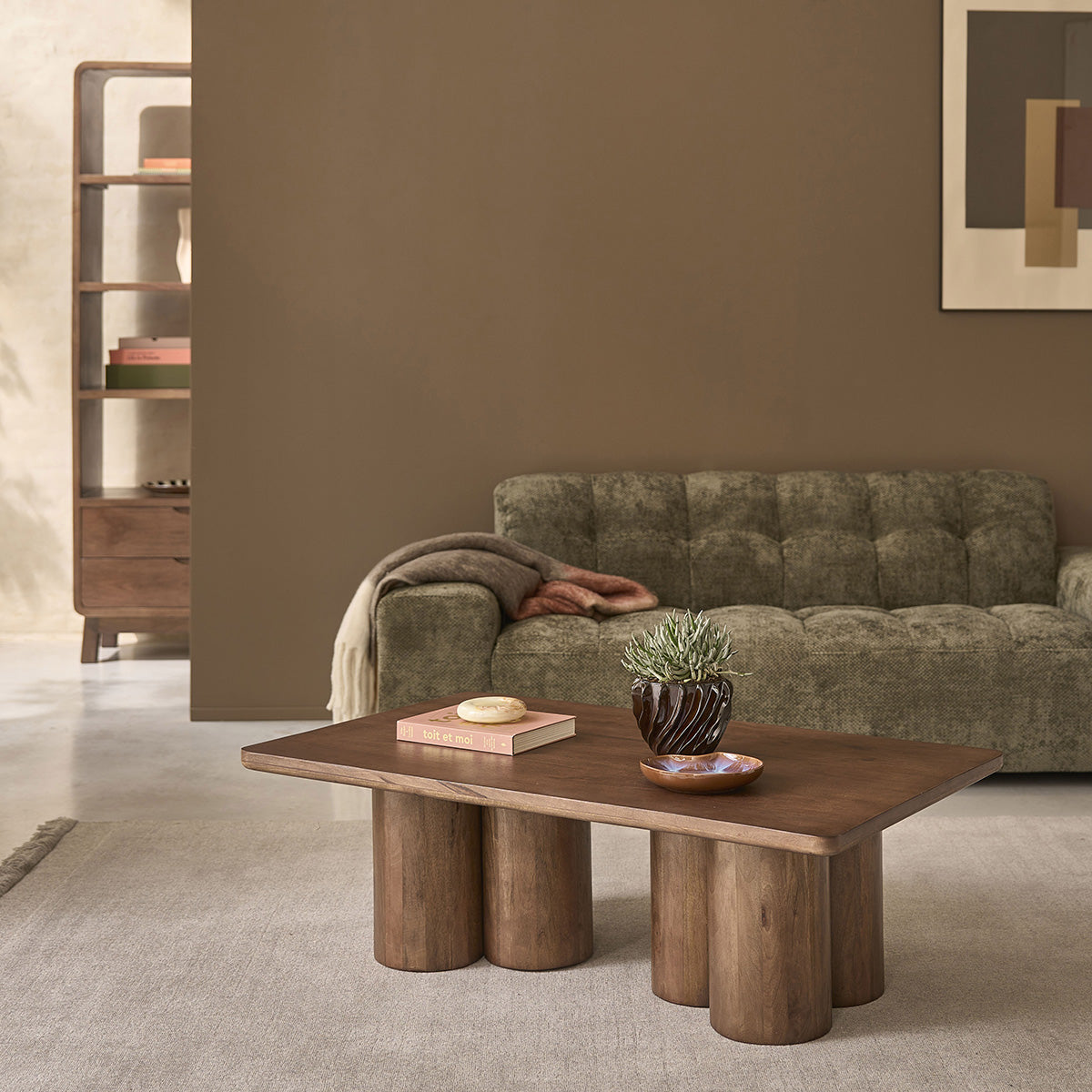 Berah Getah Cleo table basse manguier massif marron 120 cm