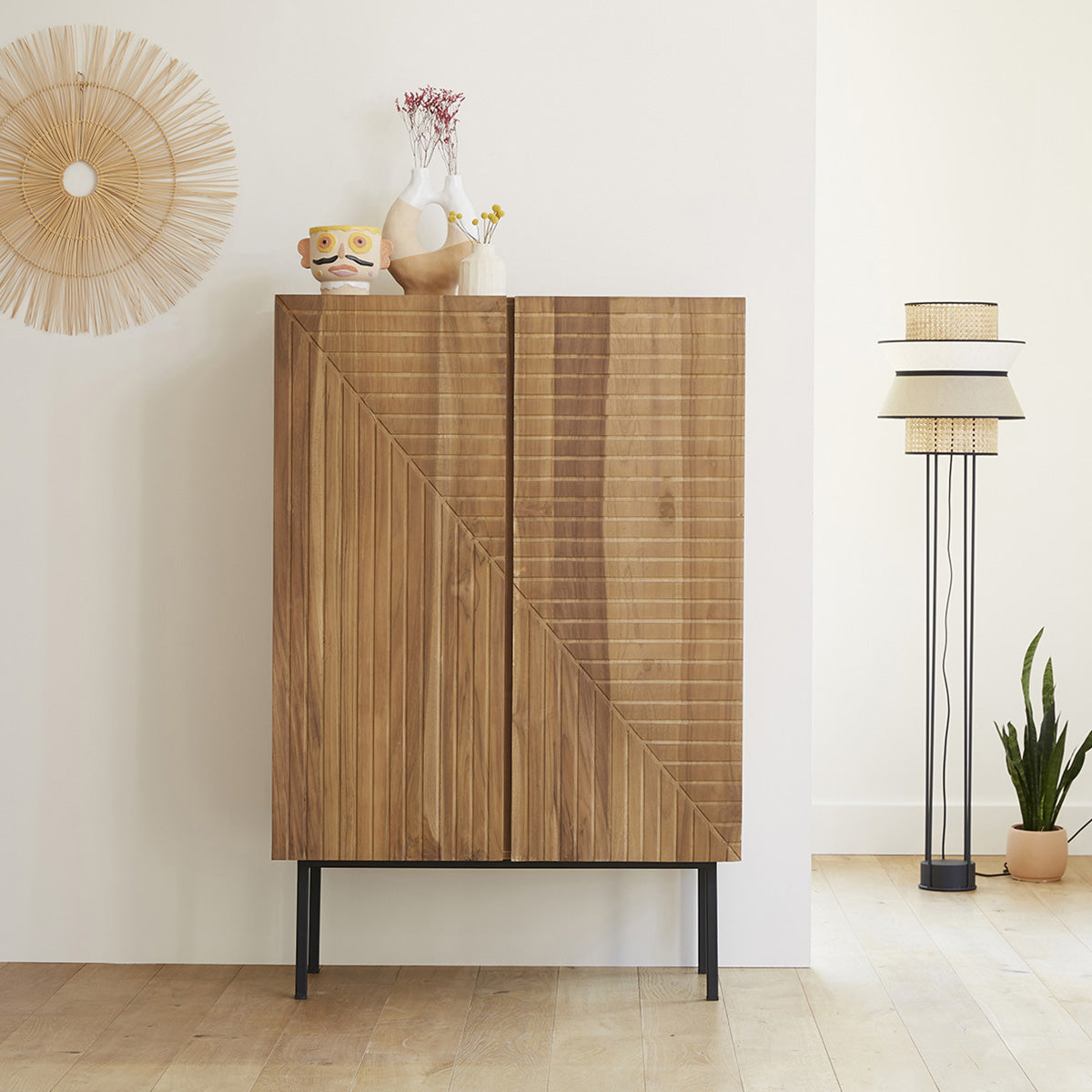 Berah Getah Portland armoire teck 100 cm 2 portes