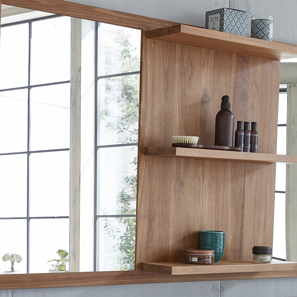 Berah Getah miroir teck rectangulaire 160x80 cm rangement