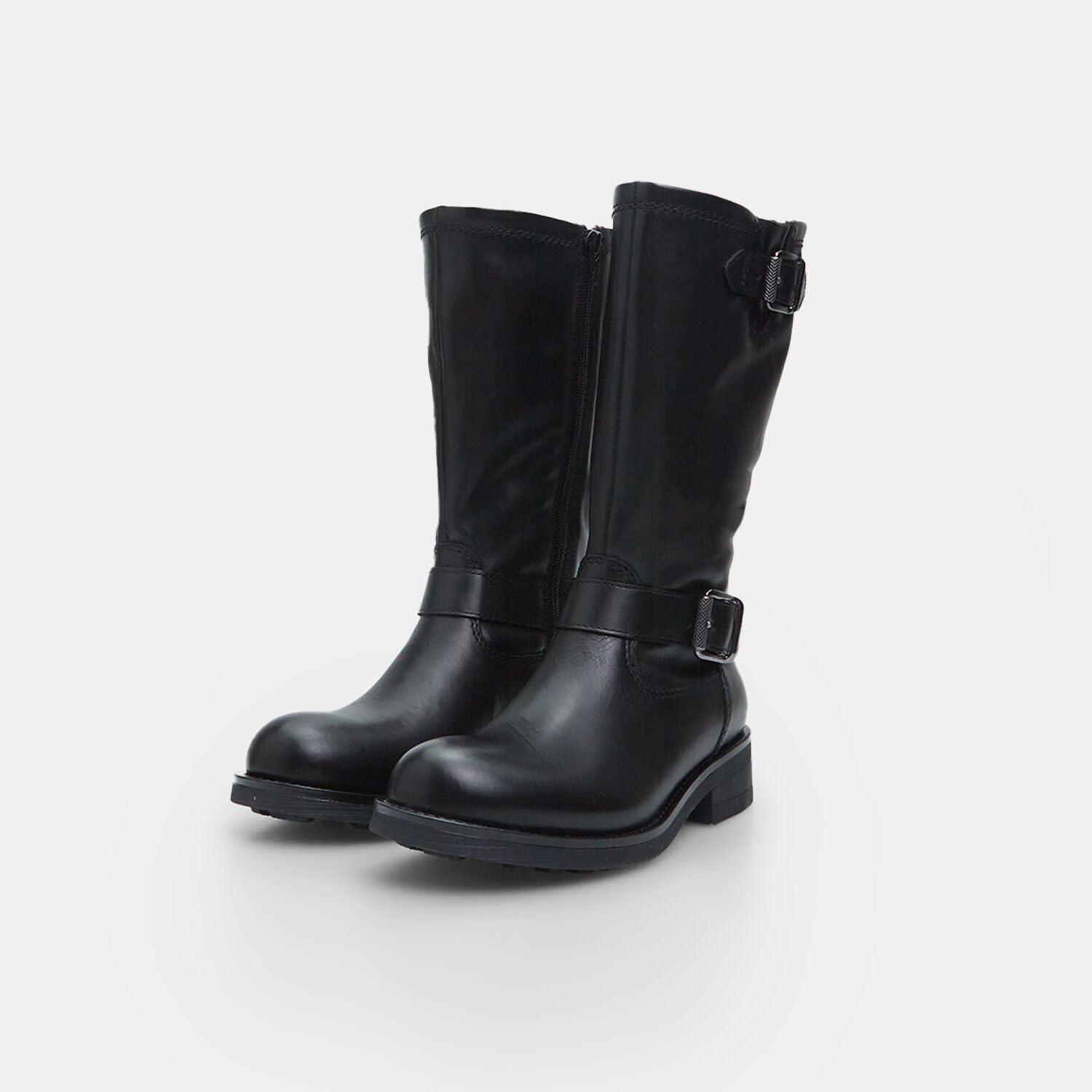 Bata Bottines Biker femme cuir double boucle