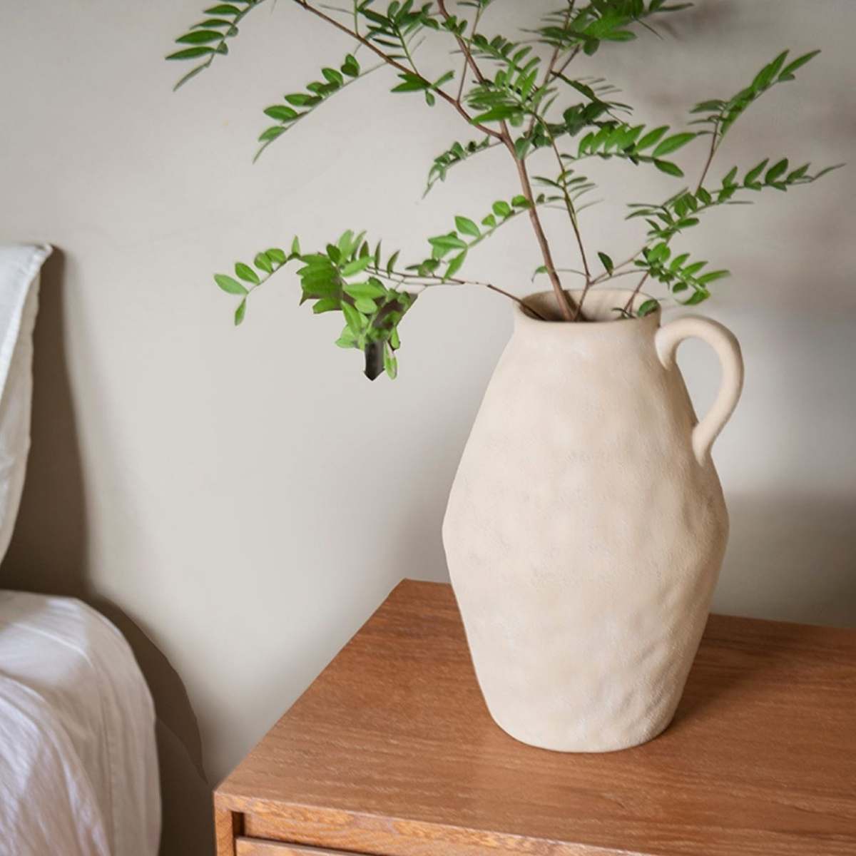 Andrea House Masaka Vase grès beige 25 cm
