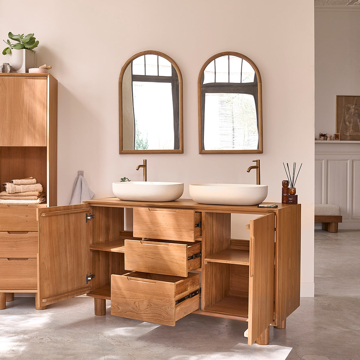 Berah Getah Gustave meuble salle de bain teck 140 cm