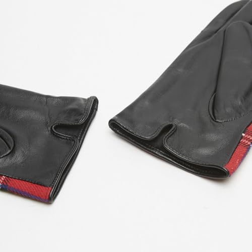 Bata Gants femme tissu écossais cuir
