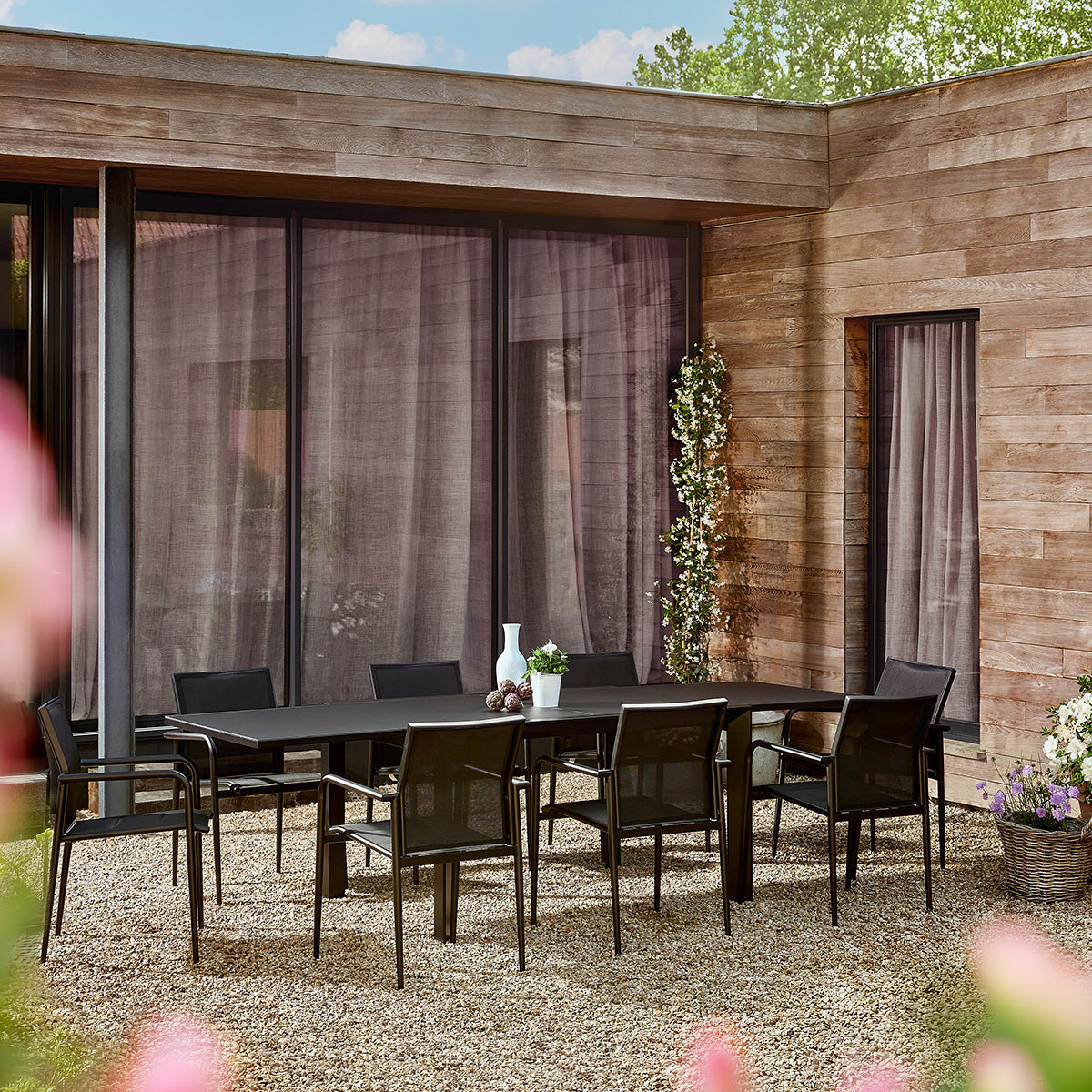 Berah Getah Basalt fauteuil jardin alu noir lot de 2
