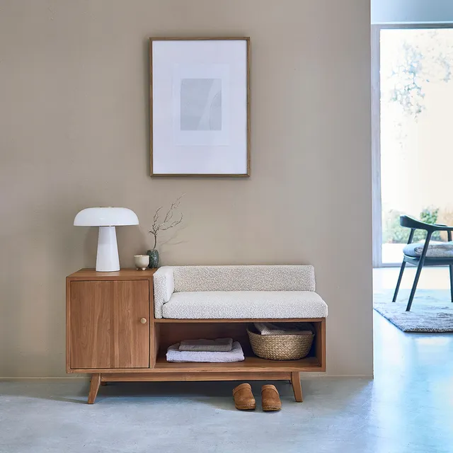 Berah Getah Serene banc entrée teck bouclette 120 cm rangement