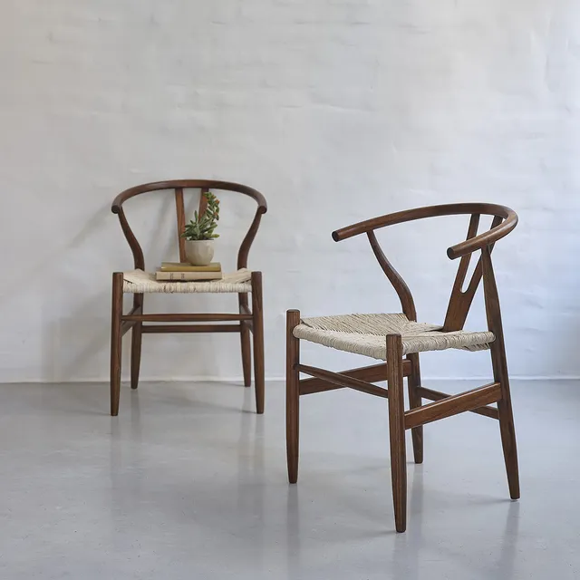 Berah Getah Camille lot 2 chaises mindi noyer