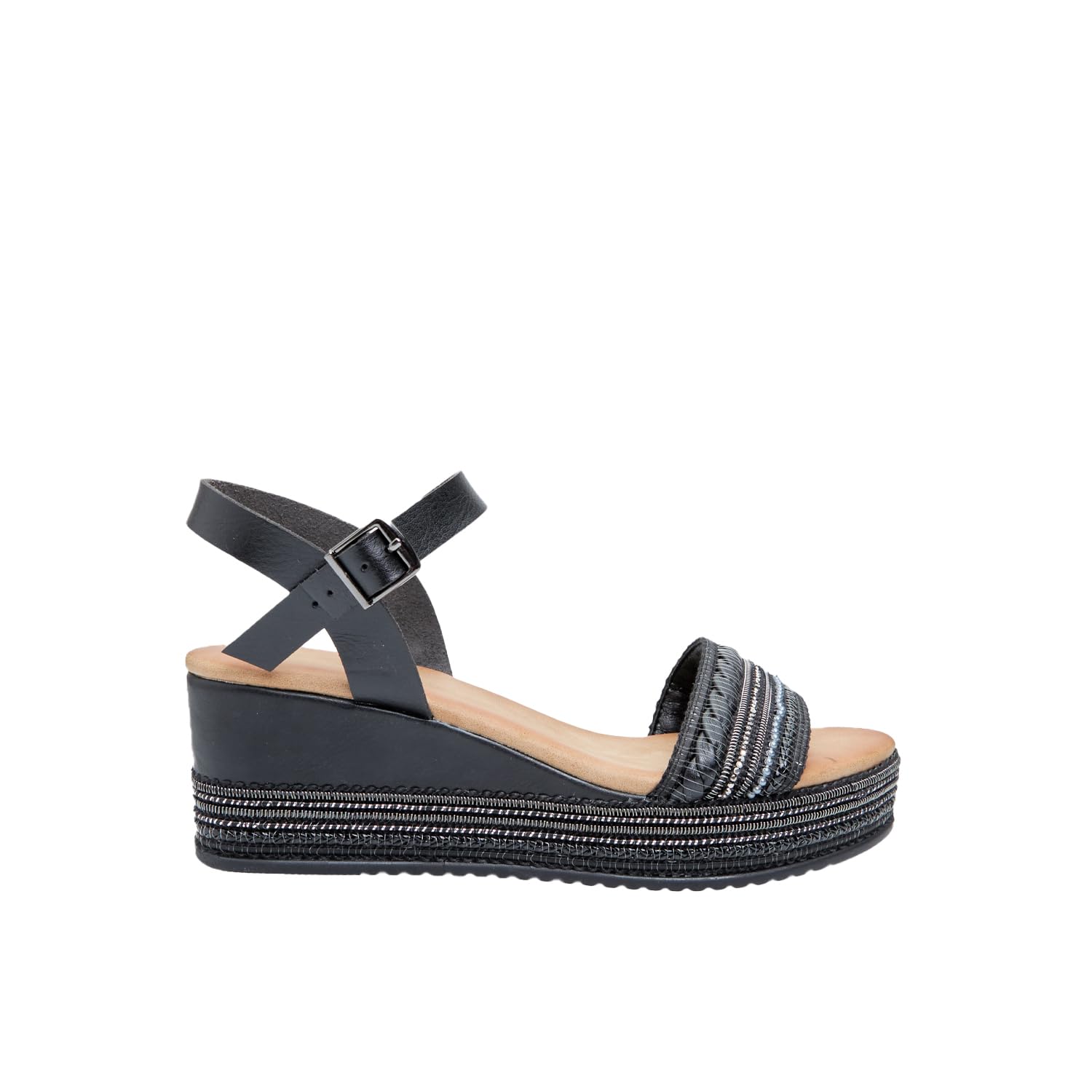 Bata Sandales femme compensées 6 cm corde strass