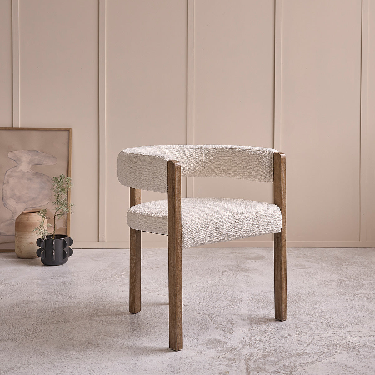 Berah Getah Cléa chaise chêne bouclette blanc lot de 2