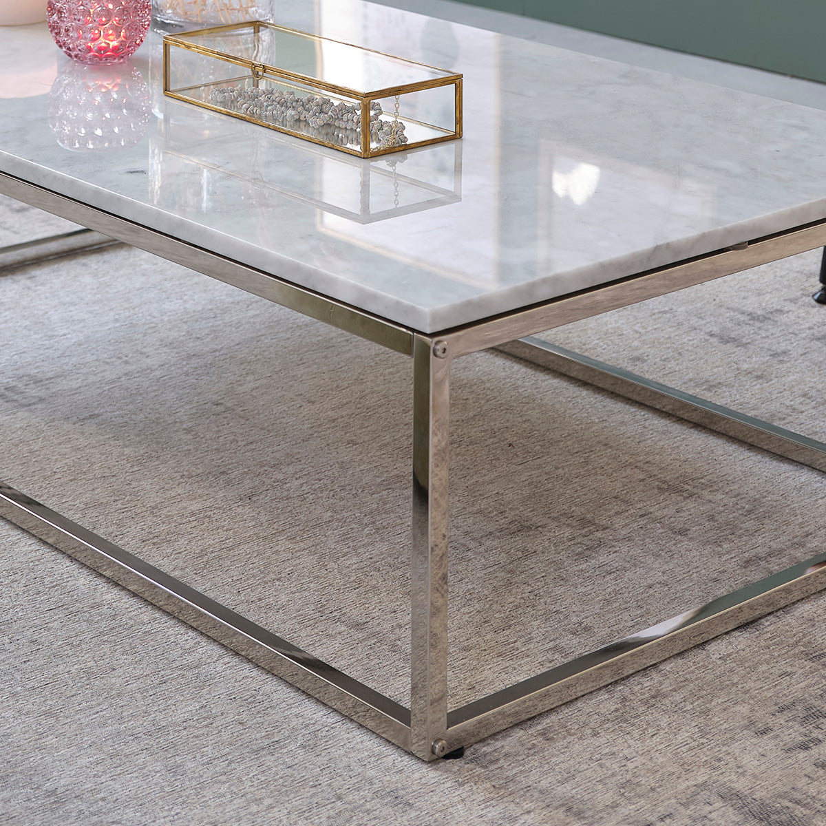 Berah Getah Salon table basse marbre métal 120 cm