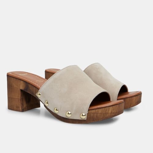 Bata Sandales Mules femme daim talon 7 cm taille 36
