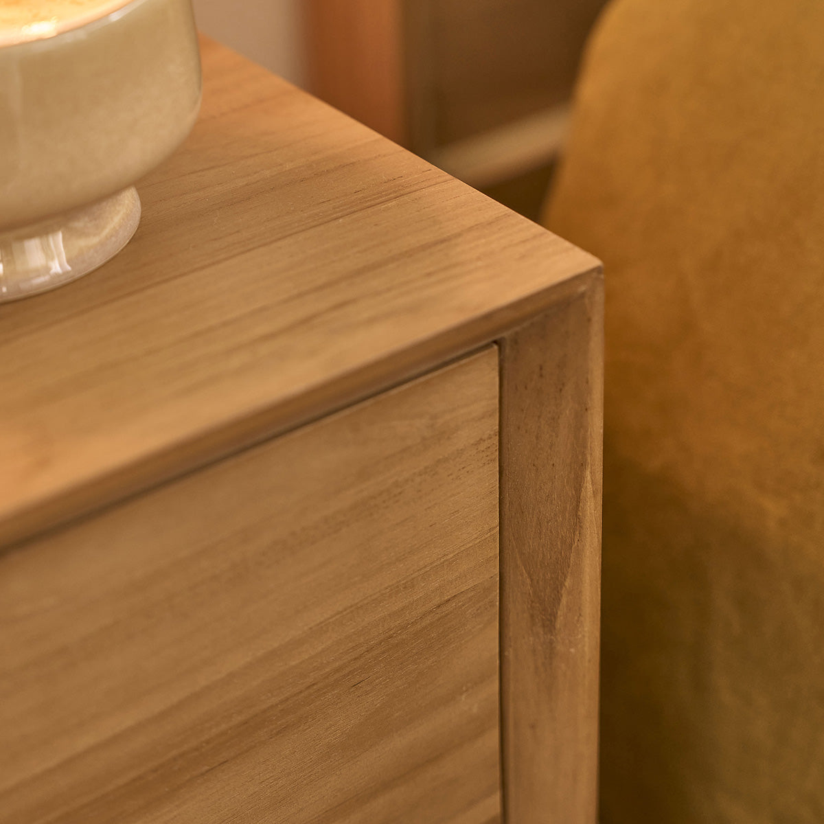 Berah Getah Gustave table chevet teck 50 cm naturel