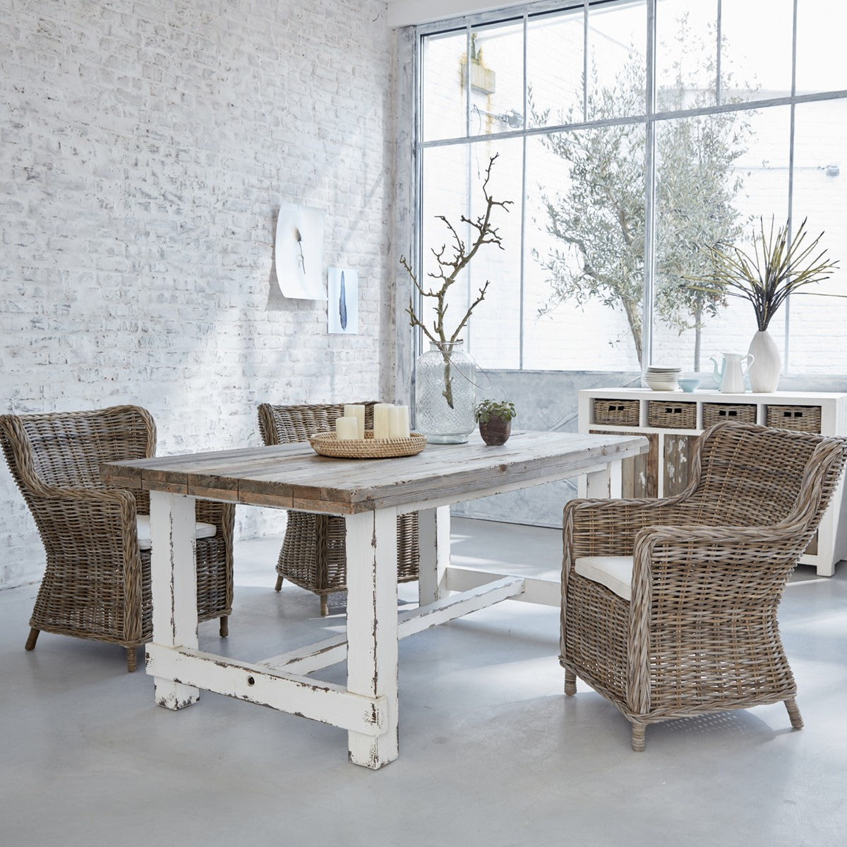 Berah Getah Atlantic table à manger bois recyclé 8 pers patinée