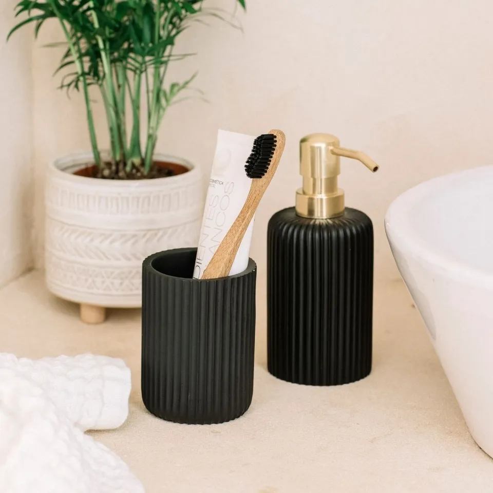 Andrea House Baño porte-brosses résine noir